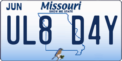 MO license plate UL8D4Y