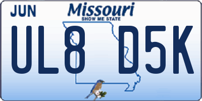 MO license plate UL8D5K
