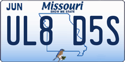 MO license plate UL8D5S