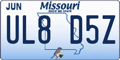 MO license plate UL8D5Z