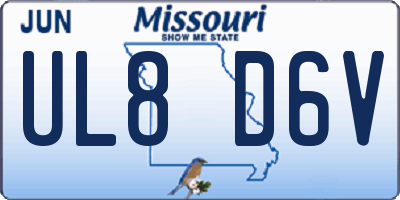 MO license plate UL8D6V