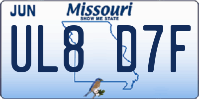 MO license plate UL8D7F