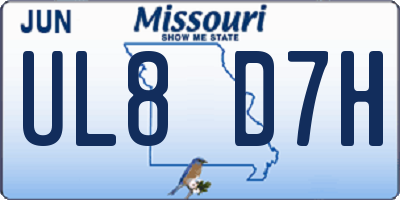 MO license plate UL8D7H