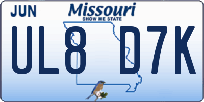 MO license plate UL8D7K