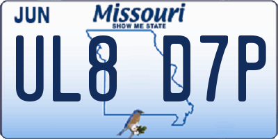 MO license plate UL8D7P