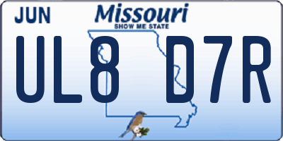 MO license plate UL8D7R