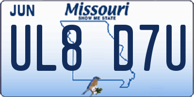 MO license plate UL8D7U
