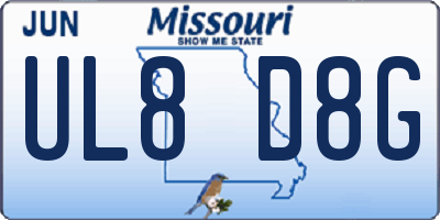MO license plate UL8D8G
