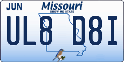 MO license plate UL8D8I