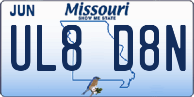MO license plate UL8D8N