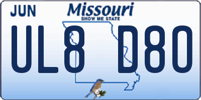 MO license plate UL8D8O