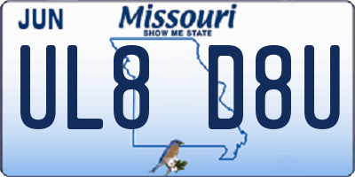 MO license plate UL8D8U