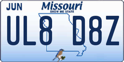 MO license plate UL8D8Z