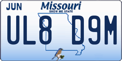 MO license plate UL8D9M