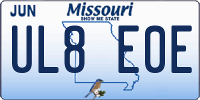 MO license plate UL8E0E