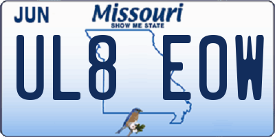 MO license plate UL8E0W