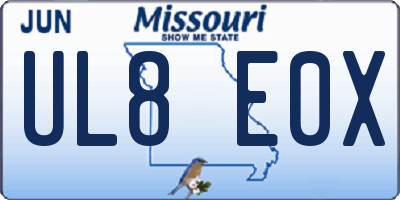 MO license plate UL8E0X