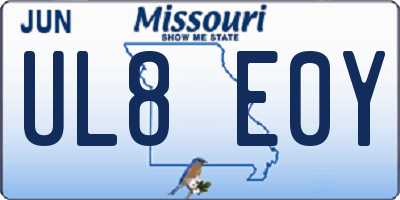 MO license plate UL8E0Y