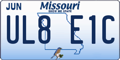 MO license plate UL8E1C