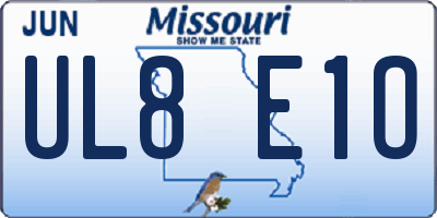 MO license plate UL8E1O