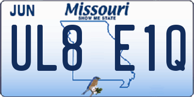 MO license plate UL8E1Q