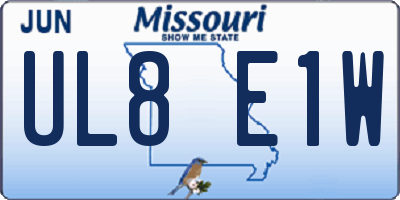 MO license plate UL8E1W