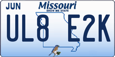 MO license plate UL8E2K