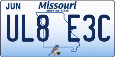MO license plate UL8E3C