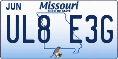 MO license plate UL8E3G