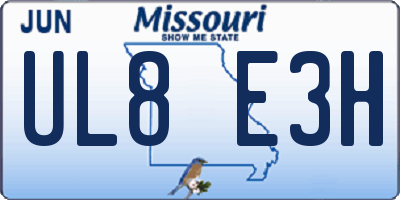 MO license plate UL8E3H