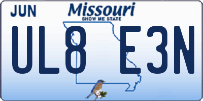 MO license plate UL8E3N