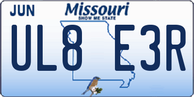 MO license plate UL8E3R