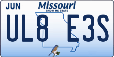 MO license plate UL8E3S