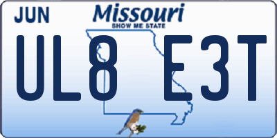 MO license plate UL8E3T