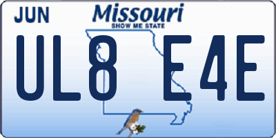 MO license plate UL8E4E