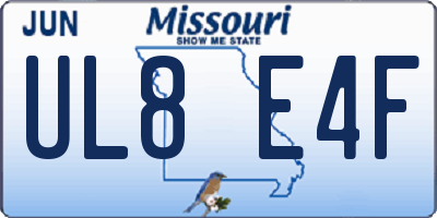 MO license plate UL8E4F