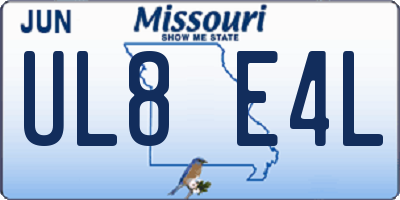 MO license plate UL8E4L