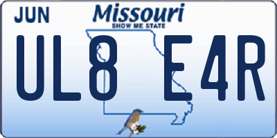 MO license plate UL8E4R