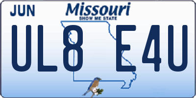 MO license plate UL8E4U