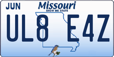 MO license plate UL8E4Z