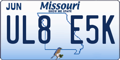 MO license plate UL8E5K