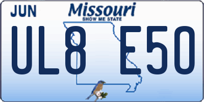 MO license plate UL8E5O