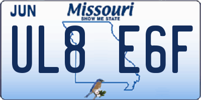 MO license plate UL8E6F