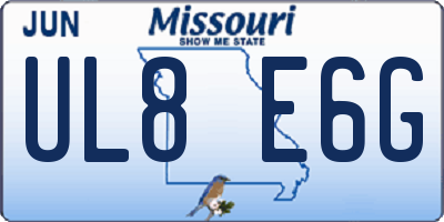 MO license plate UL8E6G