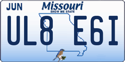 MO license plate UL8E6I