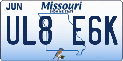 MO license plate UL8E6K