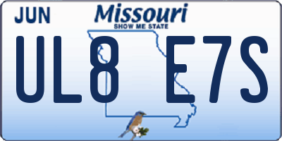 MO license plate UL8E7S