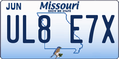 MO license plate UL8E7X