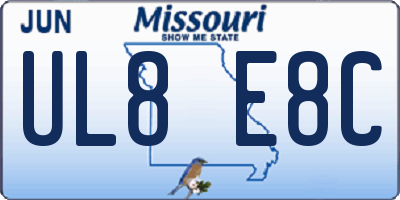 MO license plate UL8E8C