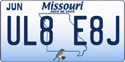 MO license plate UL8E8J